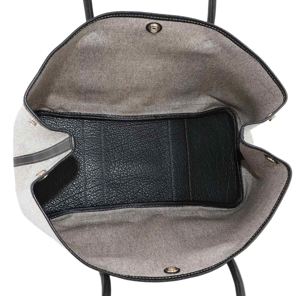 Garden Party PM Tote Bag Toile H Leather Black Gray