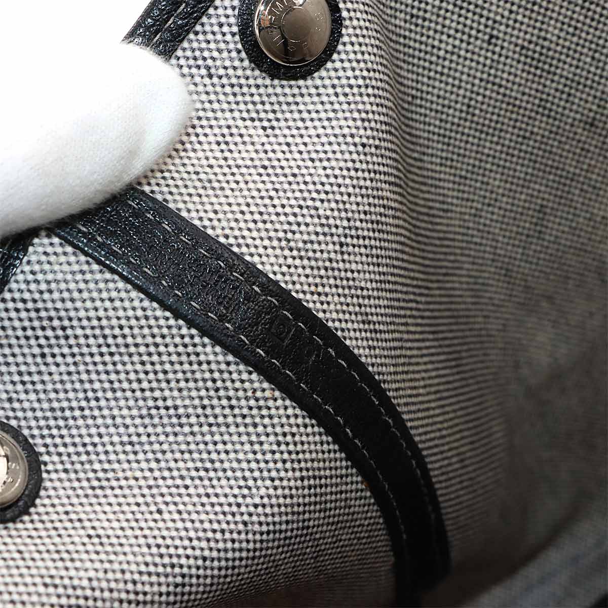 Garden Party PM Tote Bag Toile H Leather Black Gray