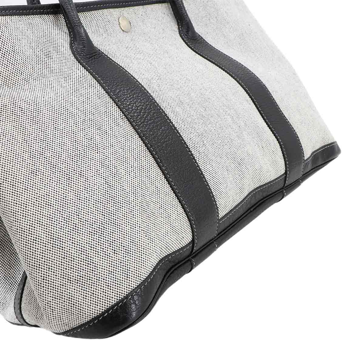 Garden Party PM Tote Bag Toile H Leather Black Gray