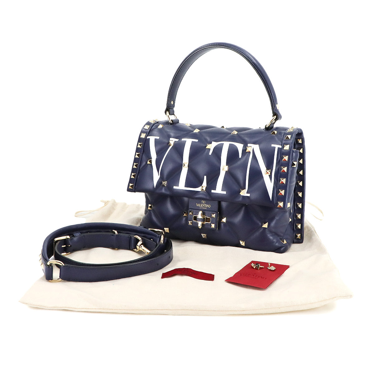 Candy Studs VLTN 2way Hand Shoulder Bag Leather