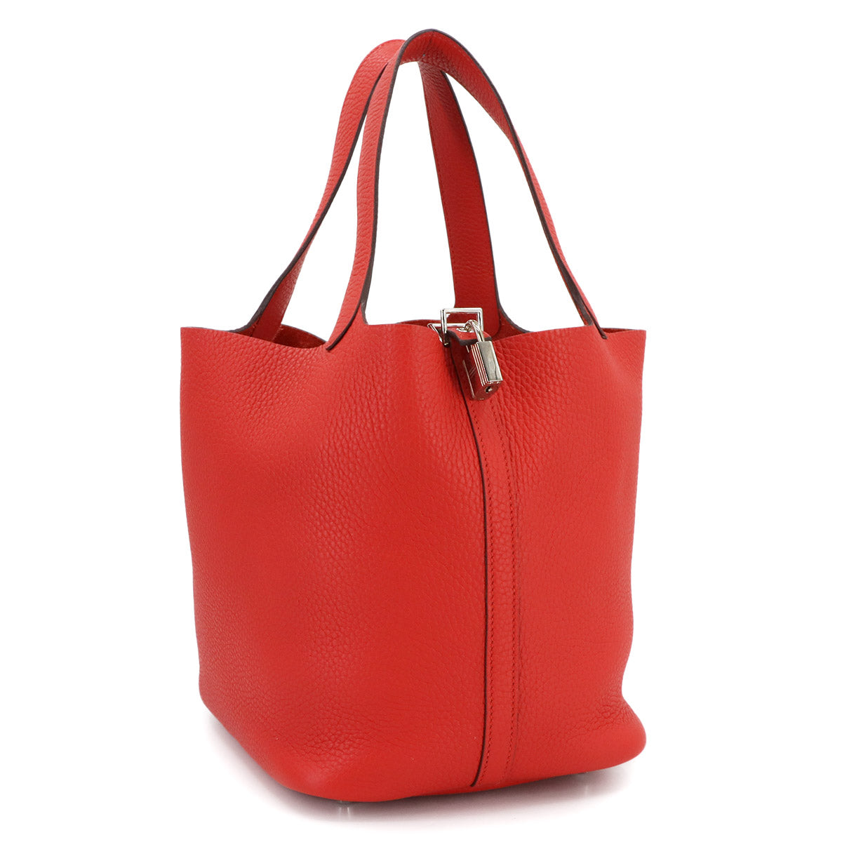 Picotin Lock MM Hand Bag Taurillon Clemence Rouge coeur Purse