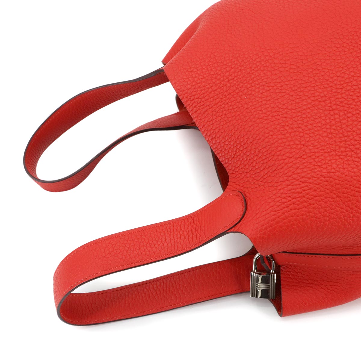 Picotin Lock MM Hand Bag Taurillon Clemence Rouge coeur Purse