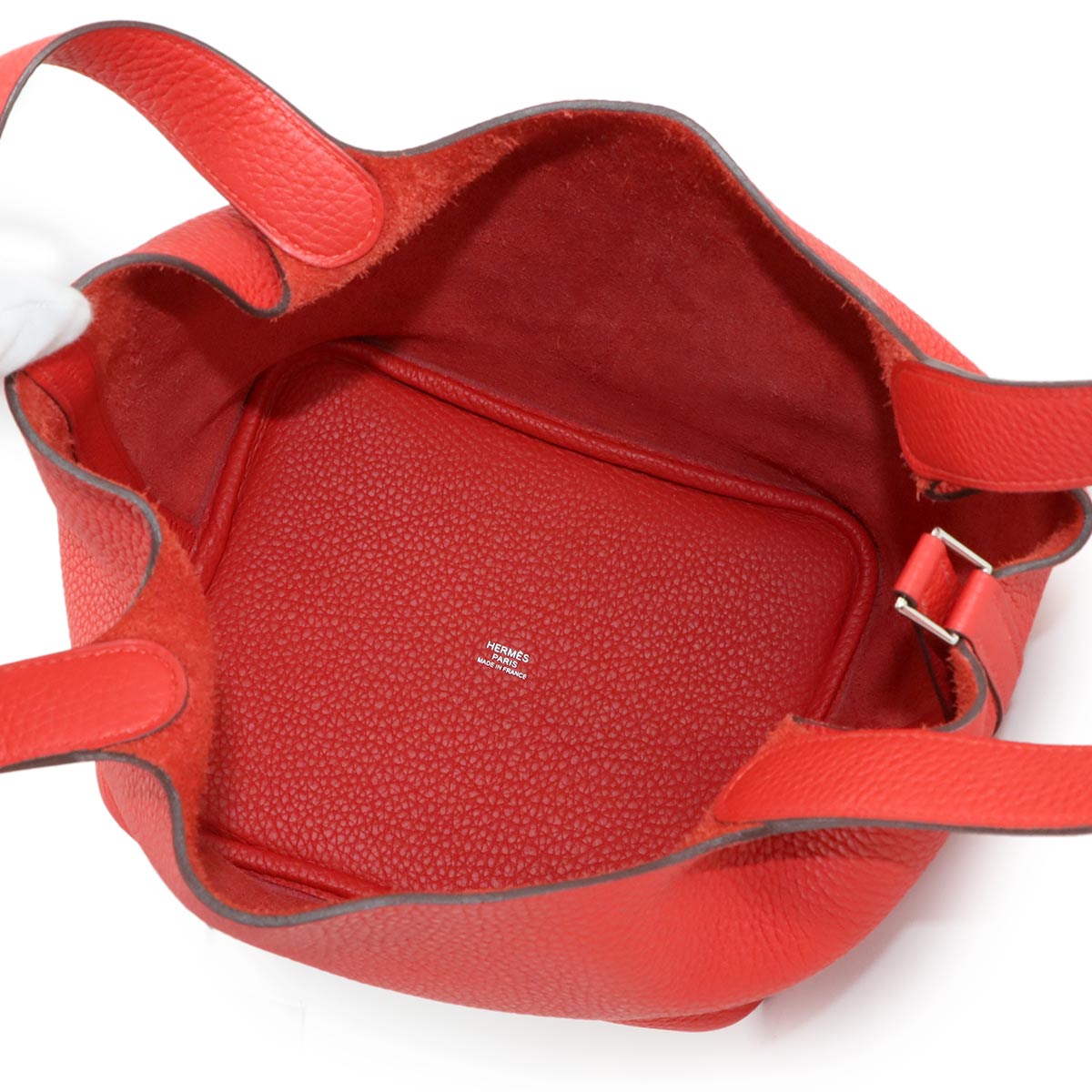 Picotin Lock MM Hand Bag Taurillon Clemence Rouge coeur Purse