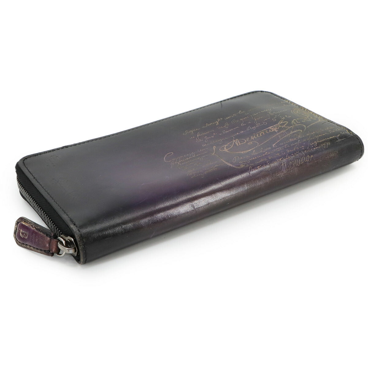 Calligraphy Itauba Long Wallet Venezia Leather Purple Black