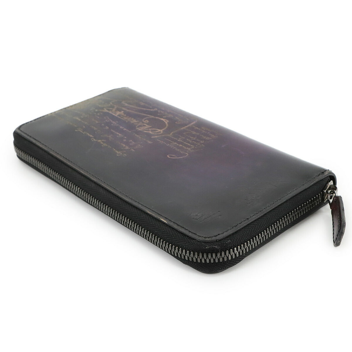 Calligraphy Itauba Long Wallet Venezia Leather Purple Black