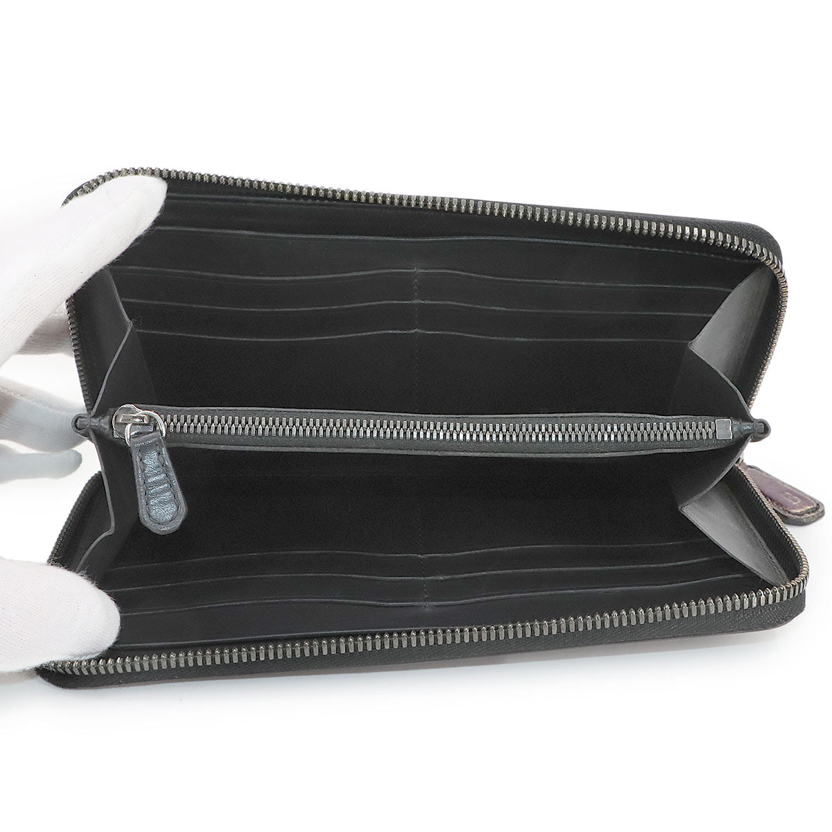 Calligraphy Itauba Long Wallet Venezia Leather Purple Black