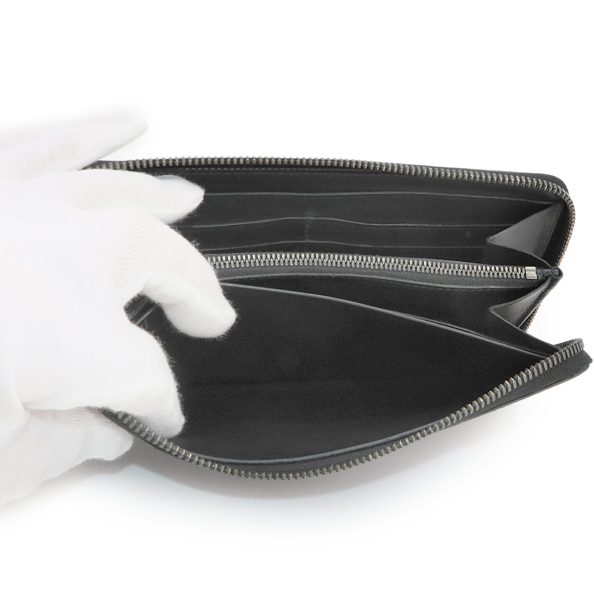 Calligraphy Itauba Long Wallet Venezia Leather Purple Black