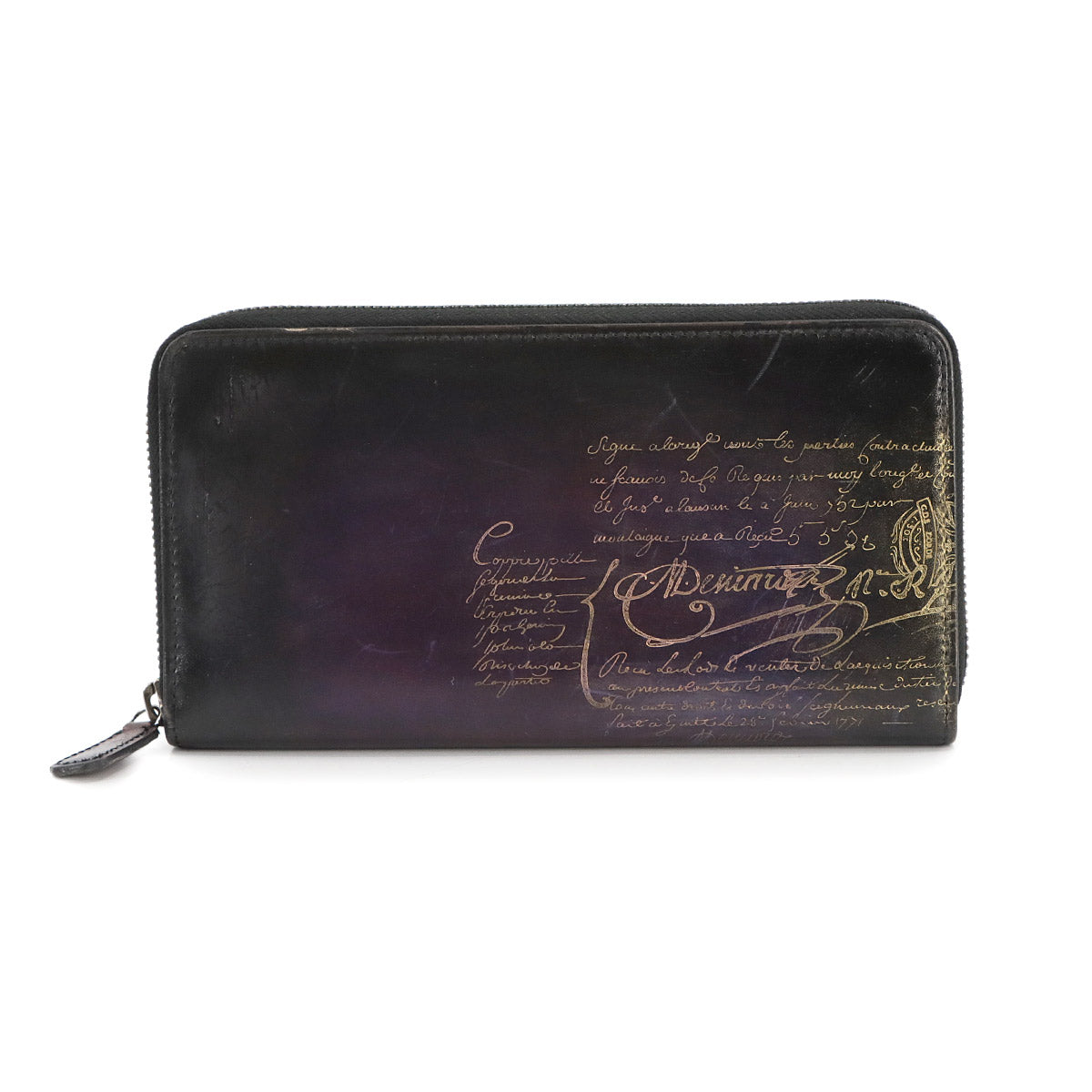 Calligraphy Itauba Long Wallet Venezia Leather Purple Black