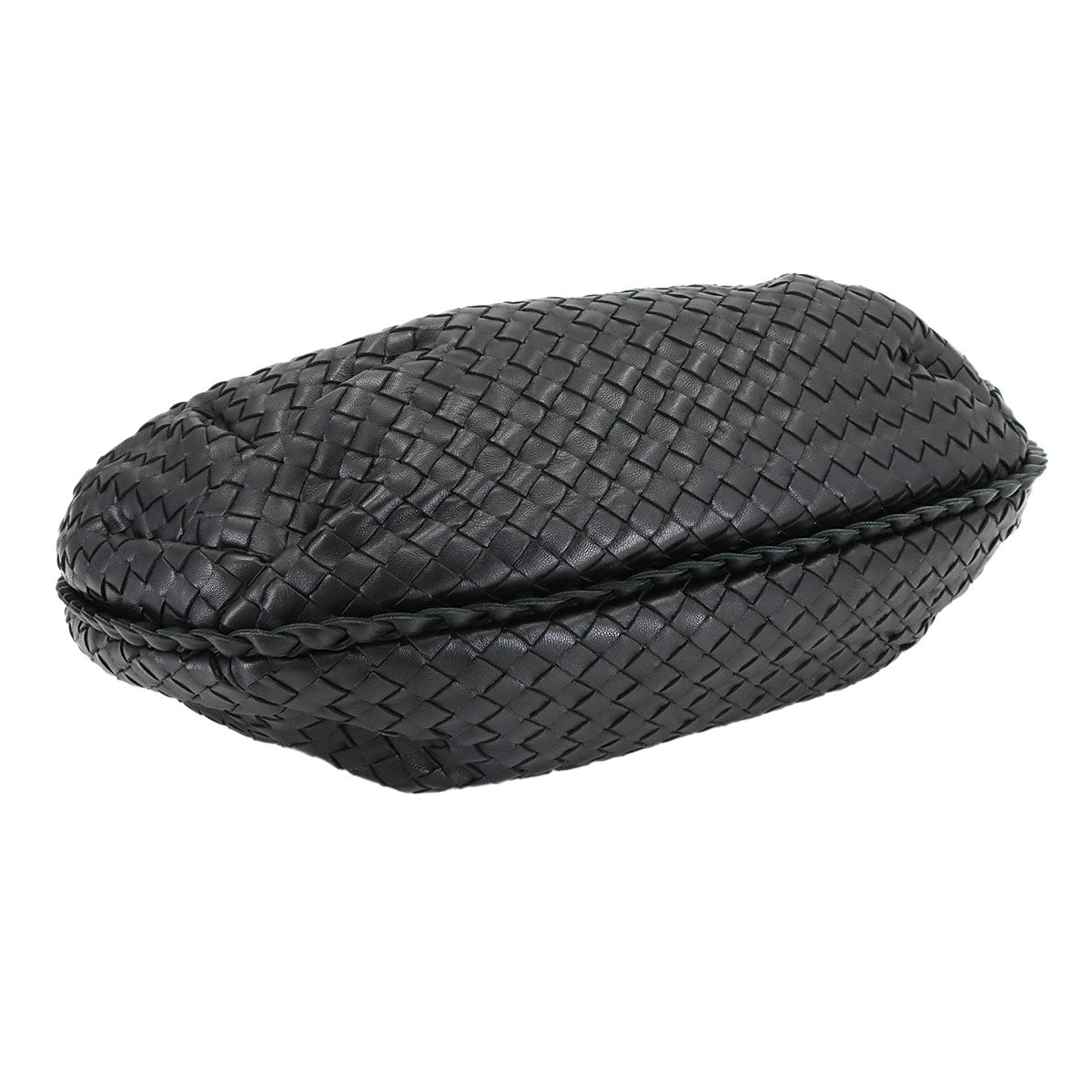 Intrecciato Hobo Shoulder Bag Leather Black 232499