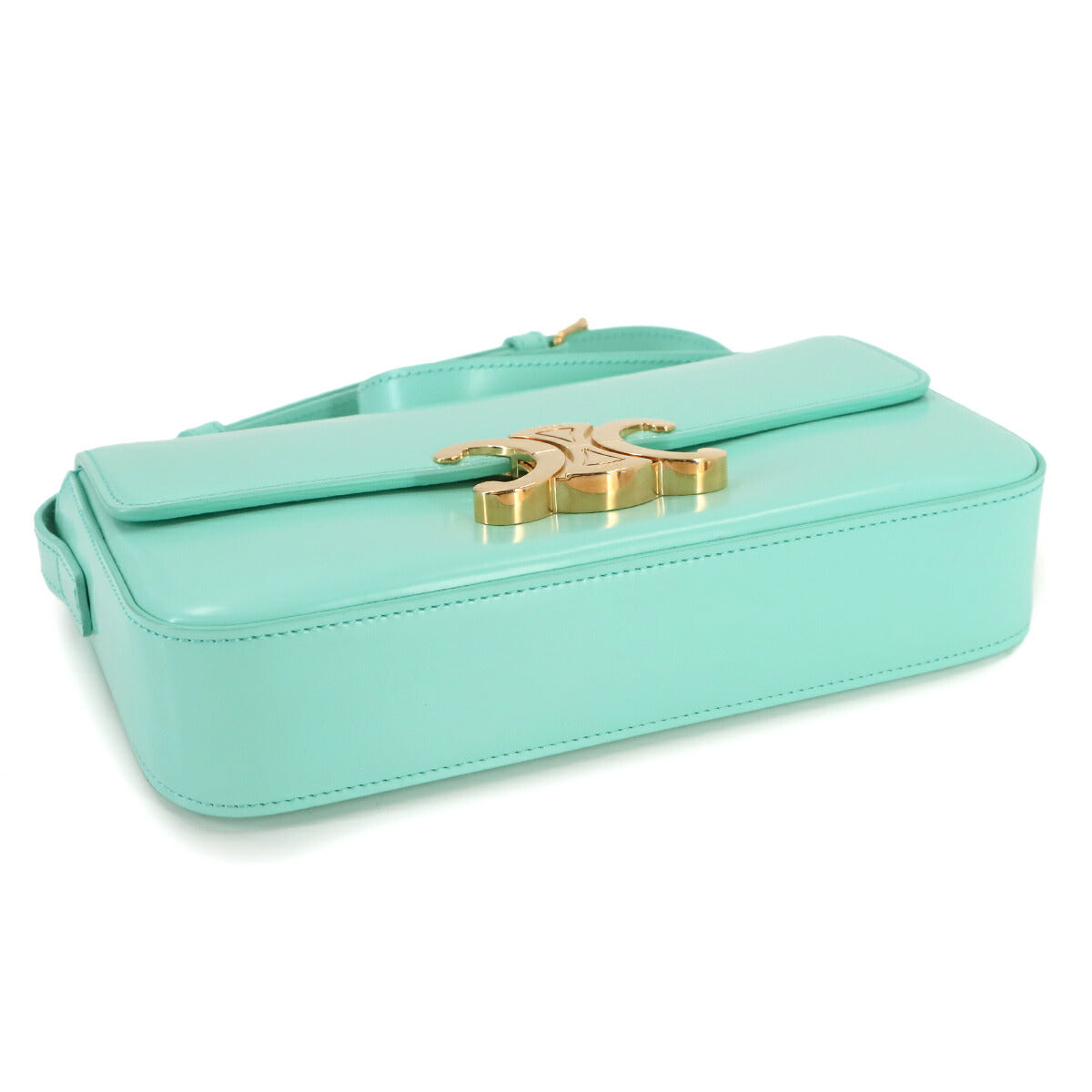 Triomphe Claude Shoulder Bag Leather Turquoise 194143BF