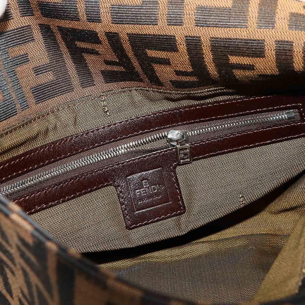 Zucca Mamma Baguette Shoulder Bag Canvas Leather Brown 26325