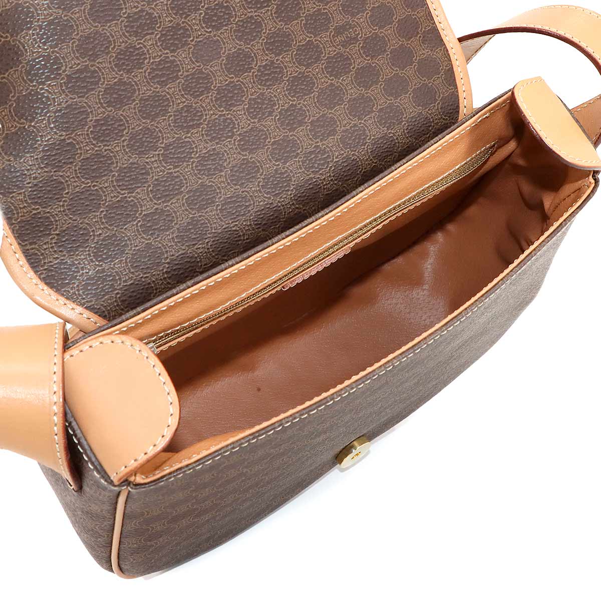 Macadam Shoulder Bag Leather PVC Brown Vintage Purse