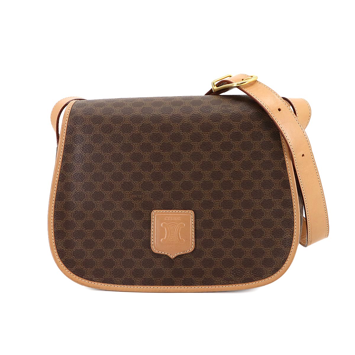 Macadam Shoulder Bag Leather PVC Brown Vintage Purse