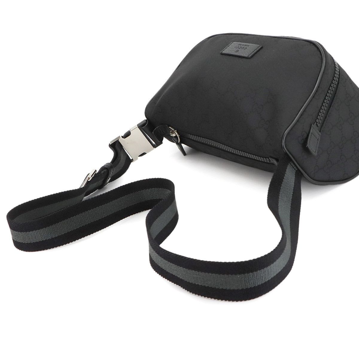 Crossbody Waist Bag GG Nylon Leather Black 449182 Purse