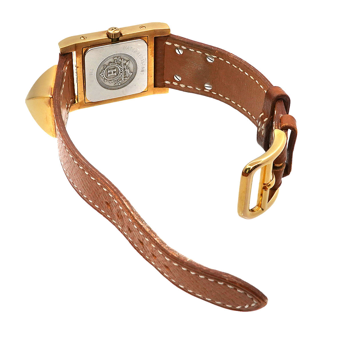 Medor Vintage pyramid Gold studs Quartz White Dial Ladies