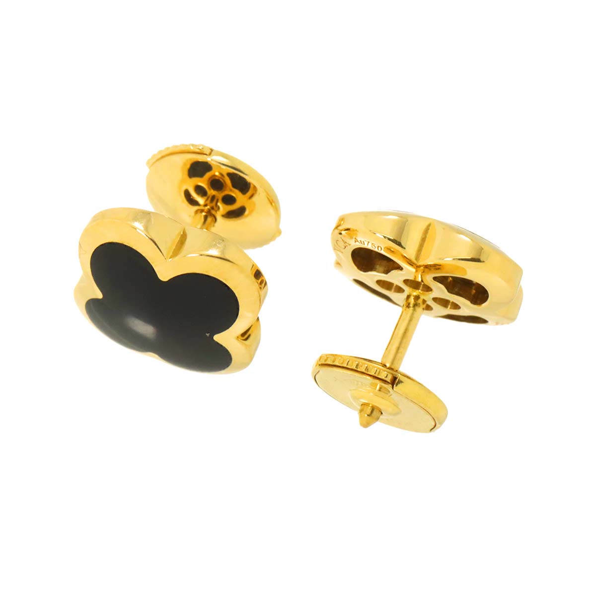 Pure Alhambra Onyx Earrings Pierced 18K YG 750