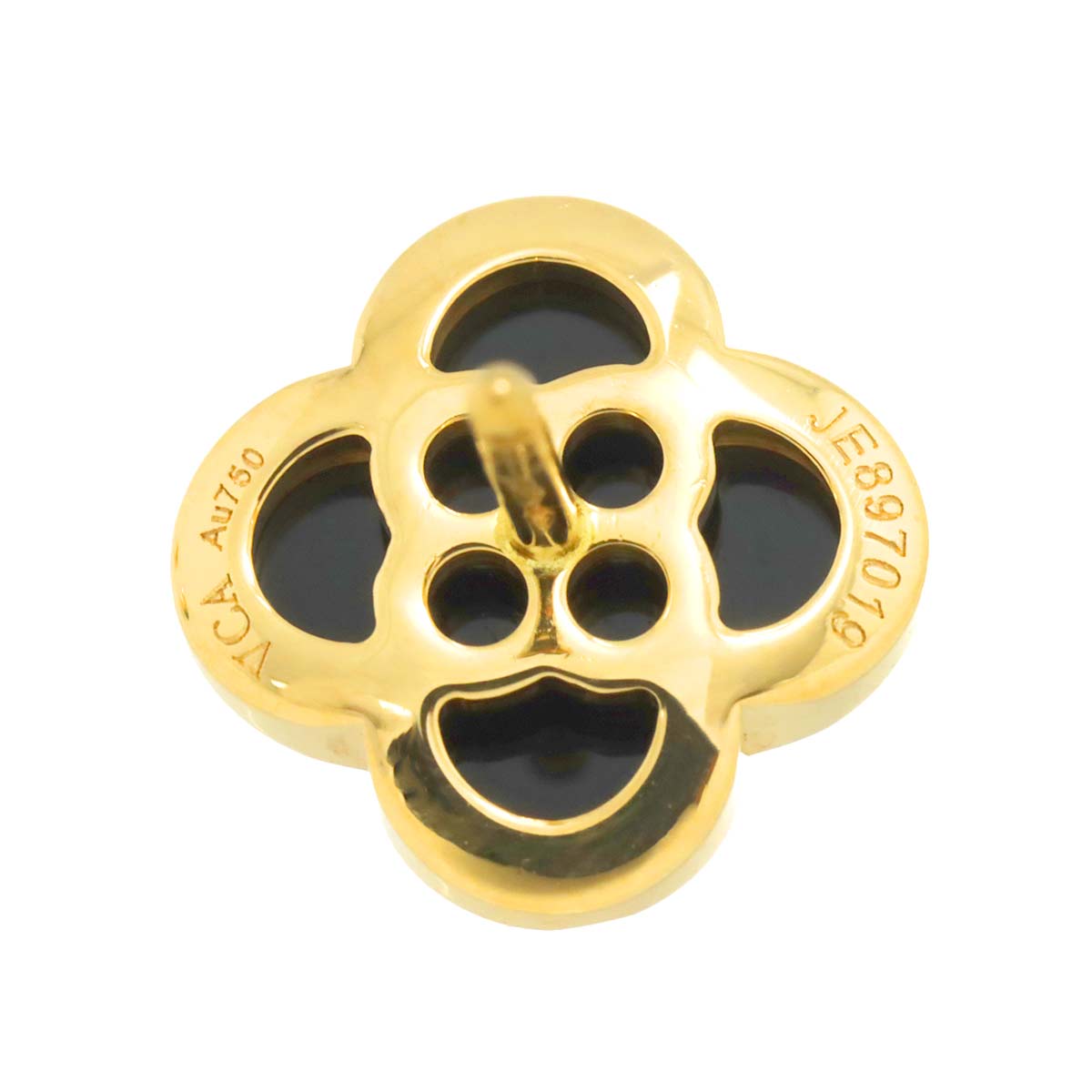 Pure Alhambra Onyx Earrings Pierced 18K YG 750