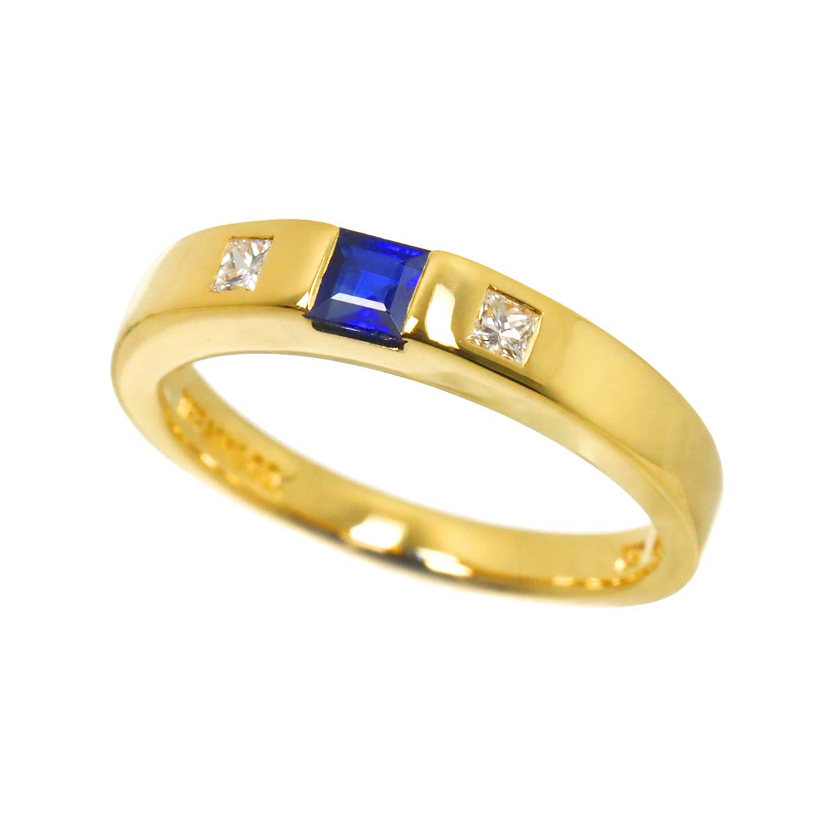 Sapphire Diamond Ring 18K YG 750 size5.25-5.5(US)