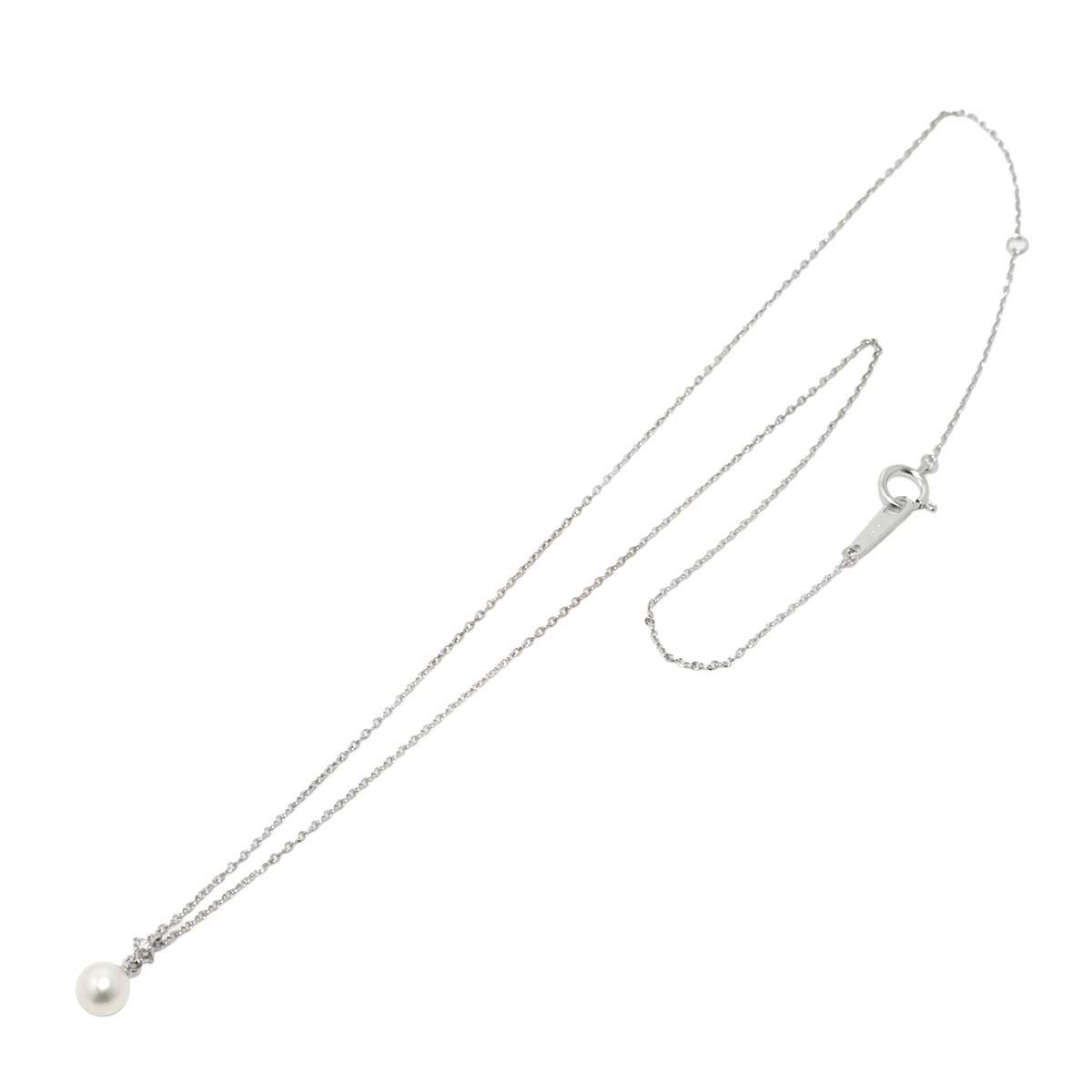 Akoya Pearl 5.3mm Diamond 0.01ct Necklace 18K WG 750