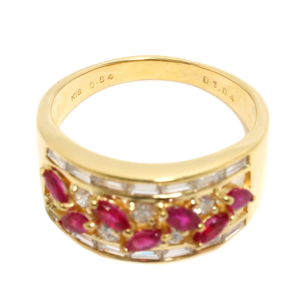 Ruby 0.84ct Diamond 1.04ct Ring 18K YG Yellow Gold 750 8.75(US)