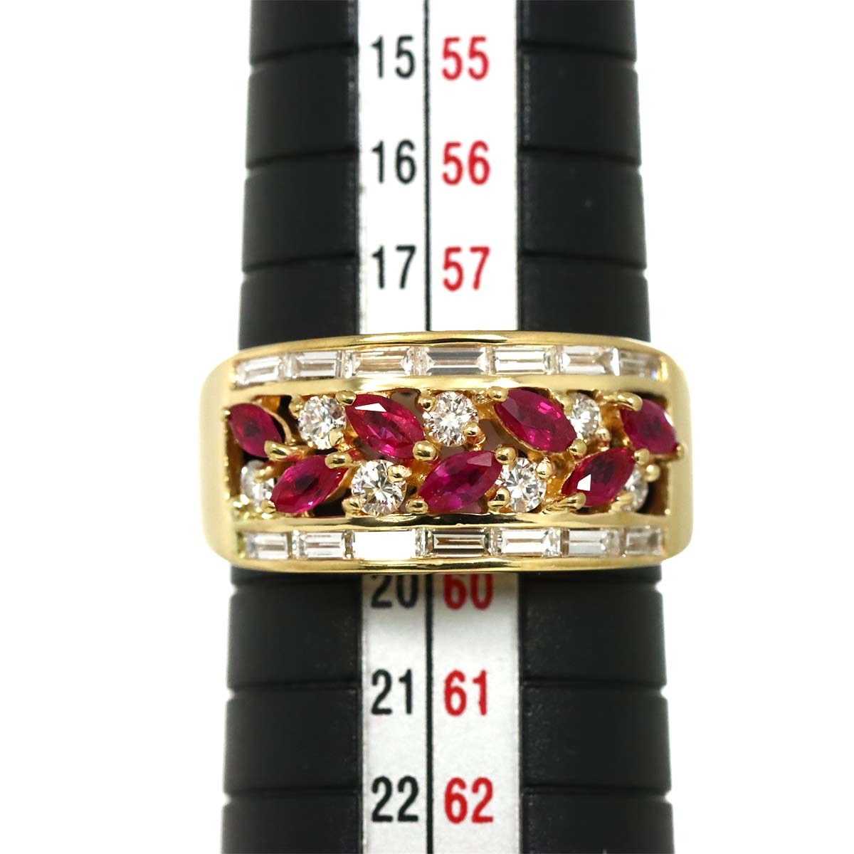 Ruby 0.84ct Diamond 1.04ct Ring 18K YG Yellow Gold 750 8.75(US)