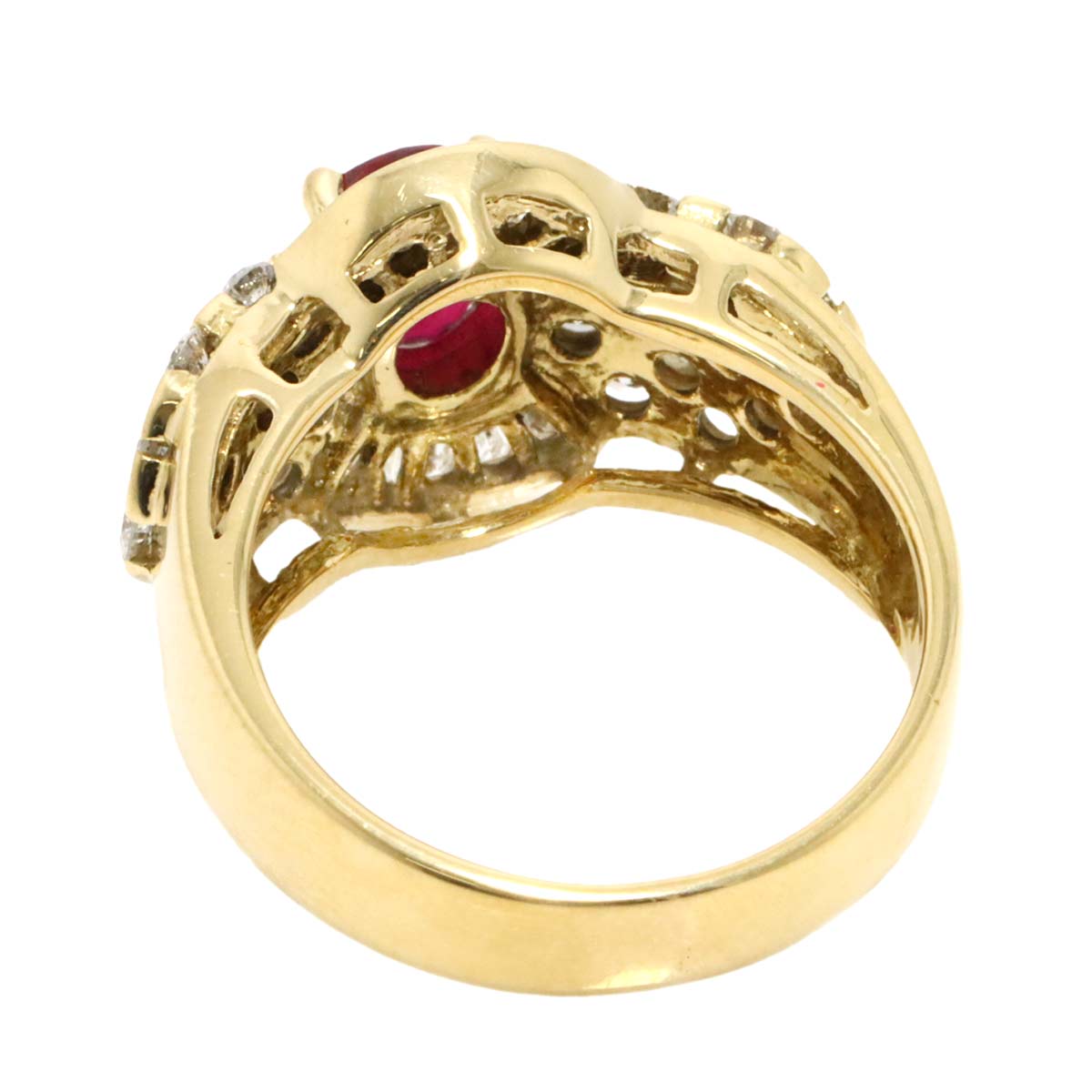 Ruby 1.04ct Diamond 1.50ct Ring 18K Yellow Gold 750 6.75 (US)