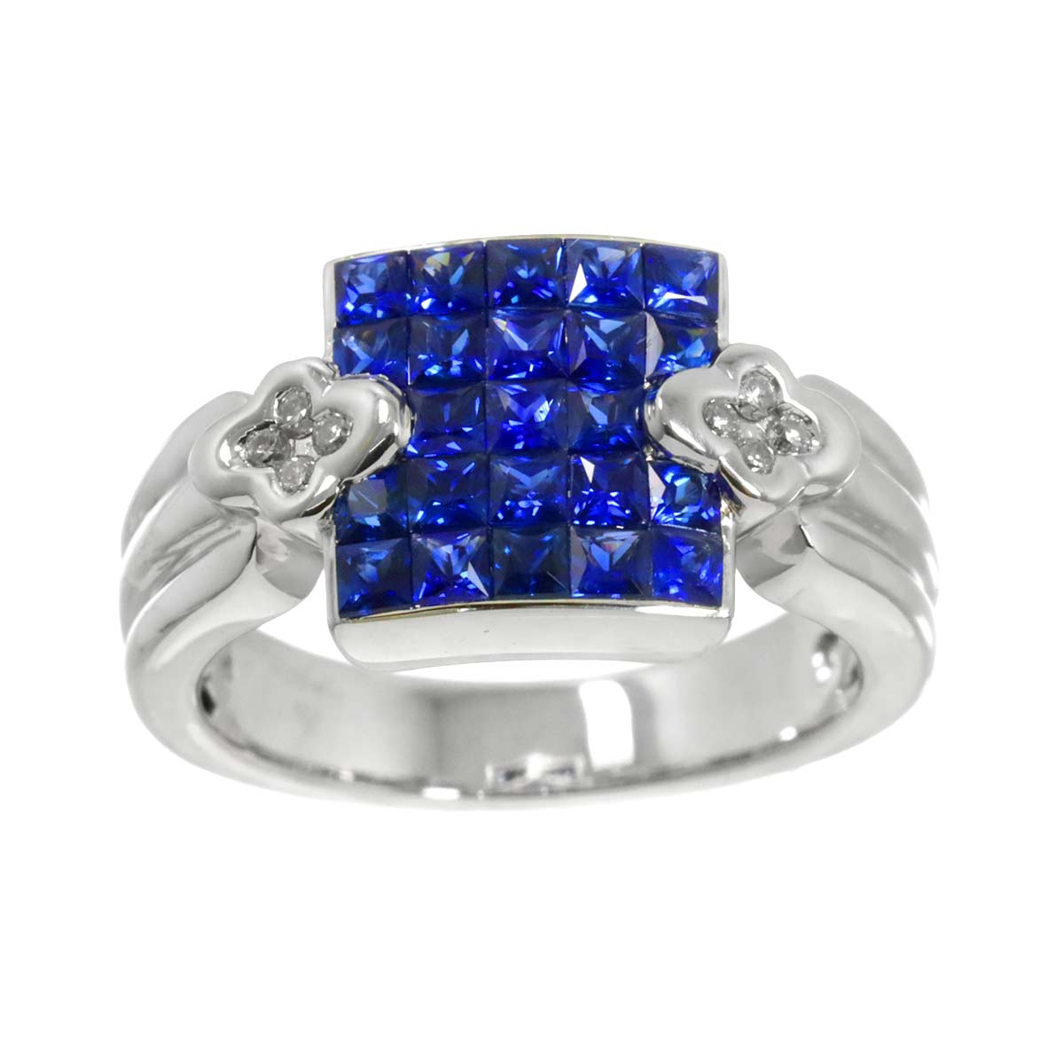Sapphire Diamond Ring 18K WG 750 size5.5-5.75(US)
