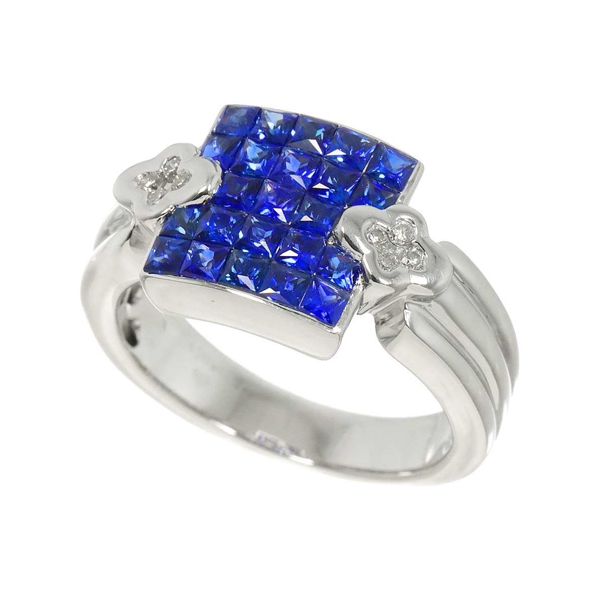 Sapphire Diamond Ring 18K WG 750 size5.5-5.75(US)