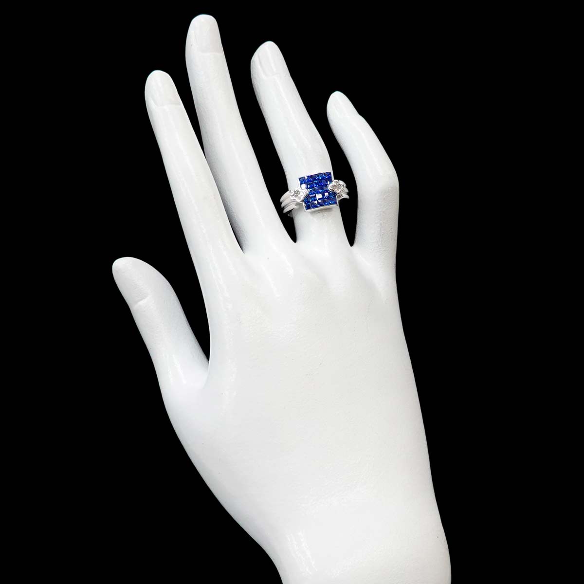 Sapphire Diamond Ring 18K WG 750 size5.5-5.75(US)