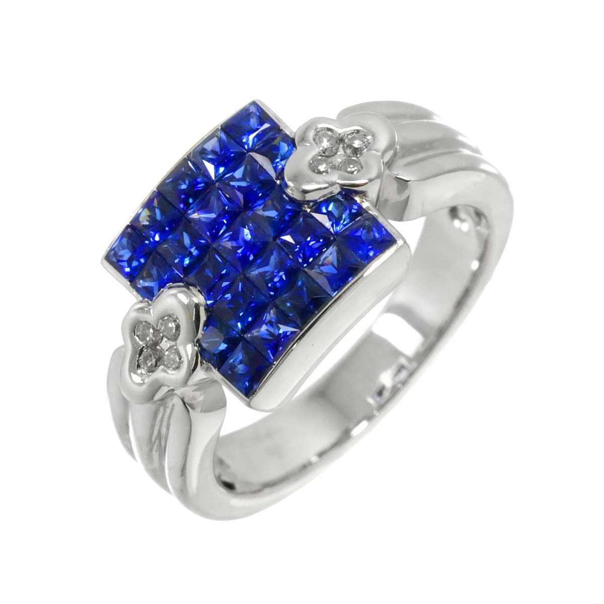 Sapphire Diamond Ring 18K WG 750 size5.5-5.75(US)