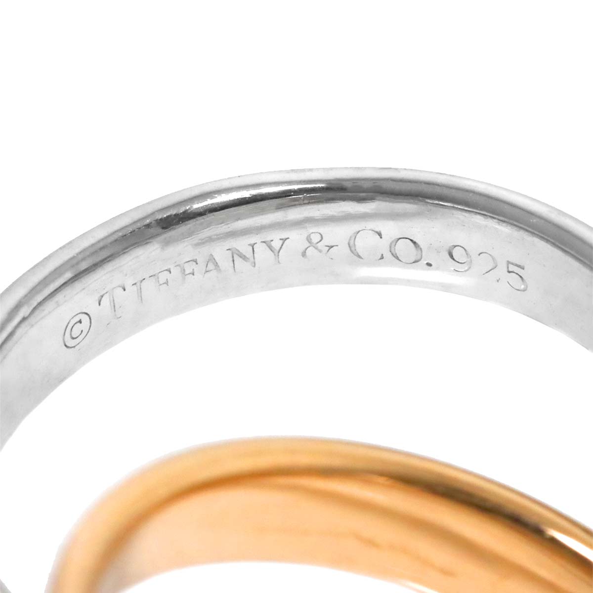 Interlocking Ring 18K PG 750 Silver 925 size4.5-4.75(US)