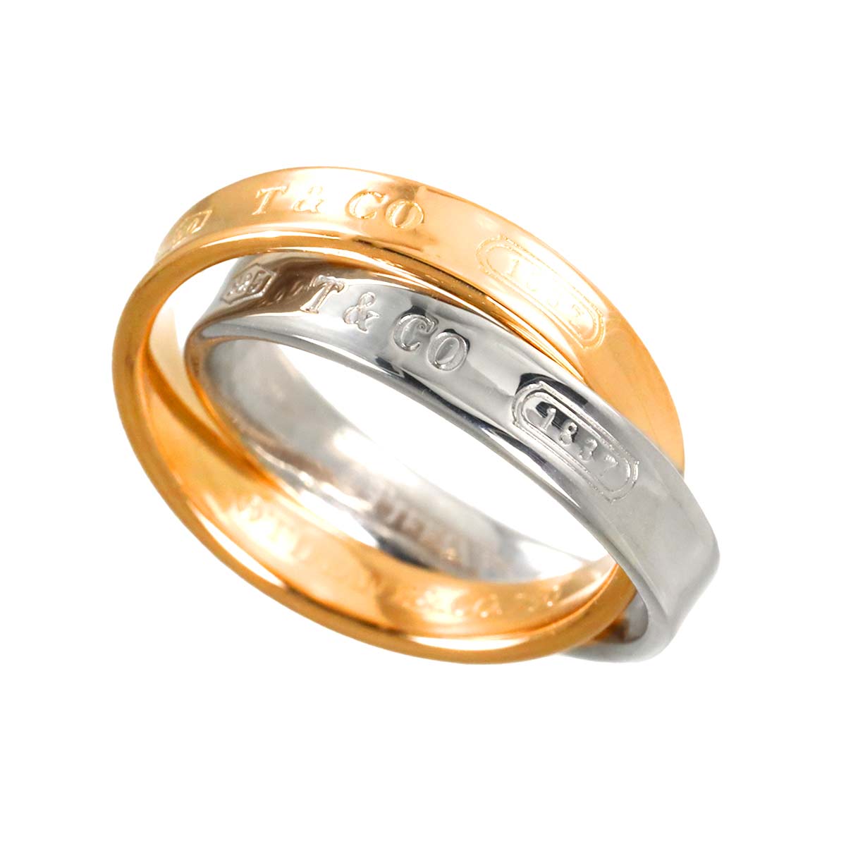 Interlocking Ring 18K PG 750 Silver 925 size4.5-4.75(US)