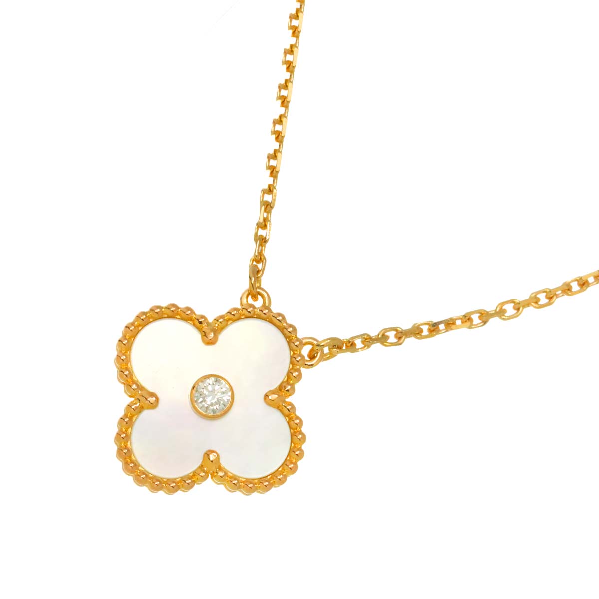 Vintage Alhambra MOP Diamond Necklace 18K PG 750