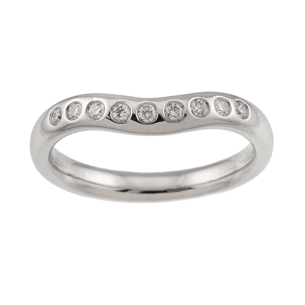 Wide Curved Band Diamond Ring Pt Platinum Size5.5-5.75(US)