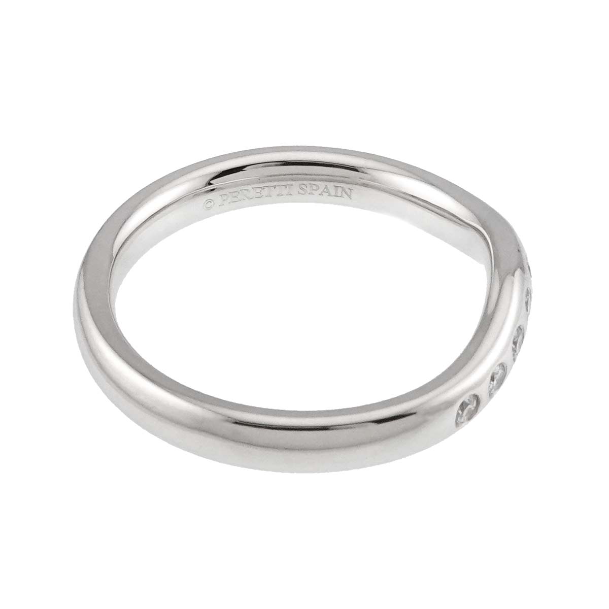 Wide Curved Band Diamond Ring Pt Platinum Size5.5-5.75(US)