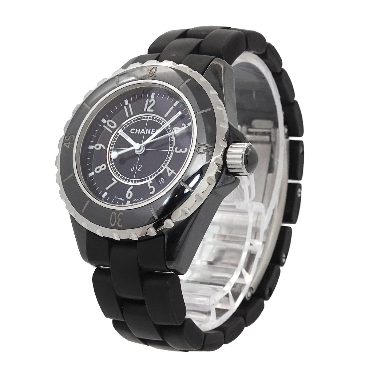 J12 33mm H0681 Ceramic Date Quartz Black Dial Ladies Watch