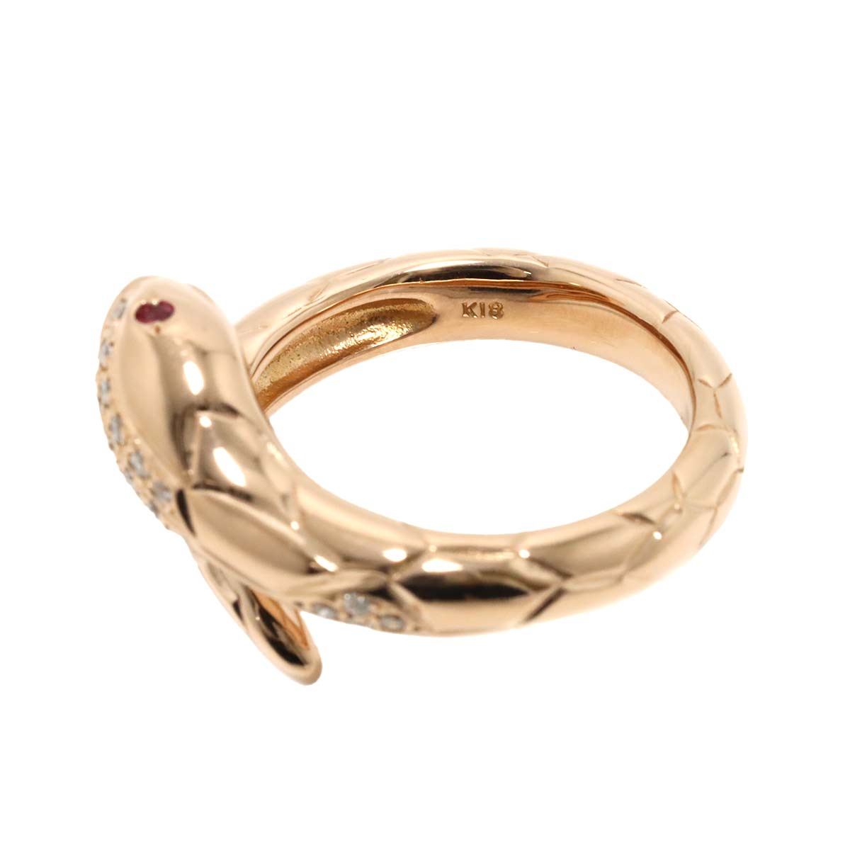 Diamond 0.13ct Ruby Ring 18K PG Pink Gold 750 Size6.75(US)