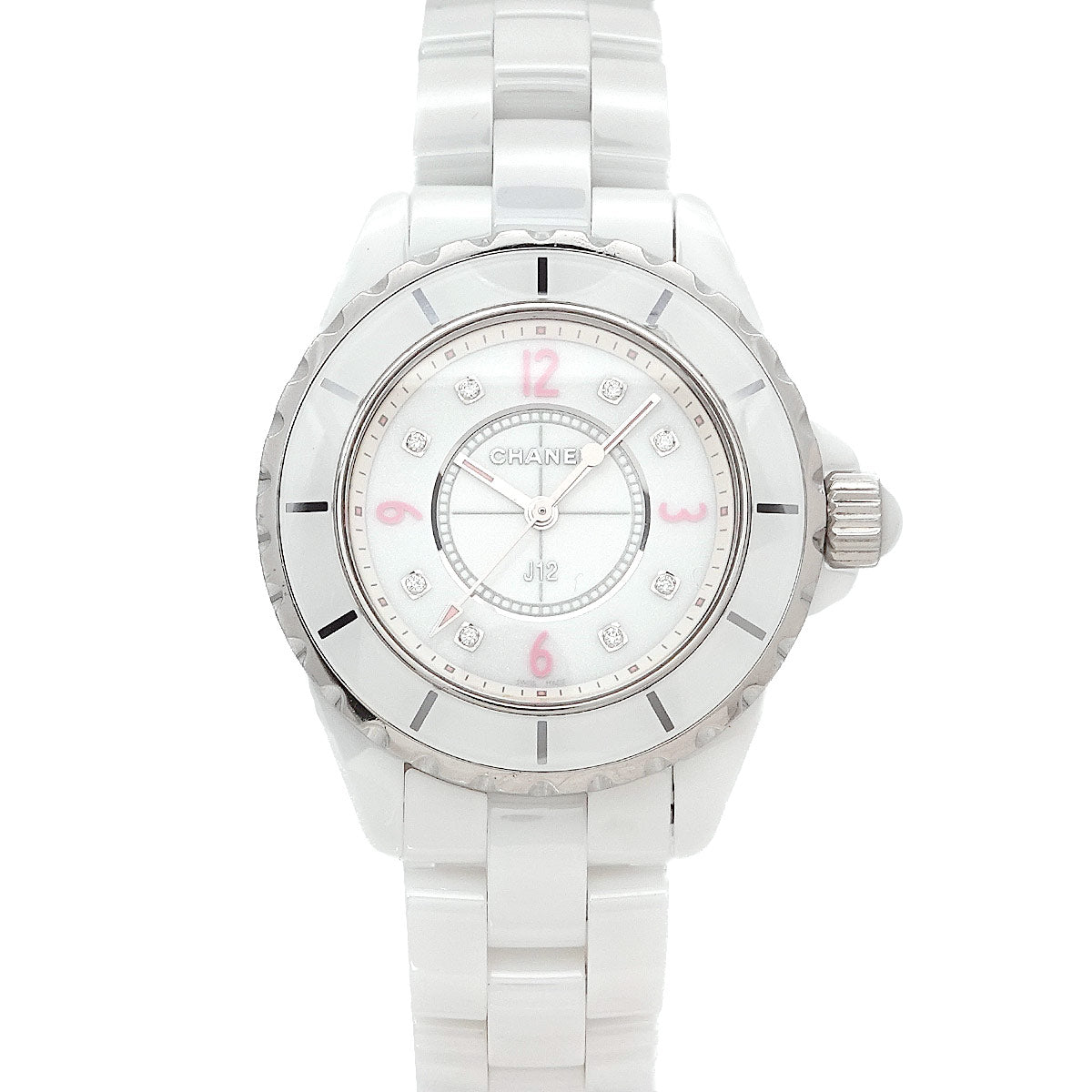 J12 33mm Pink Light H4863 Ceramic 8P Diamond Ladies Watch