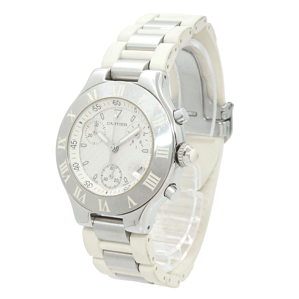 Must 21 Chronoscaph W10184U2 Date Quartz White Dial Mens