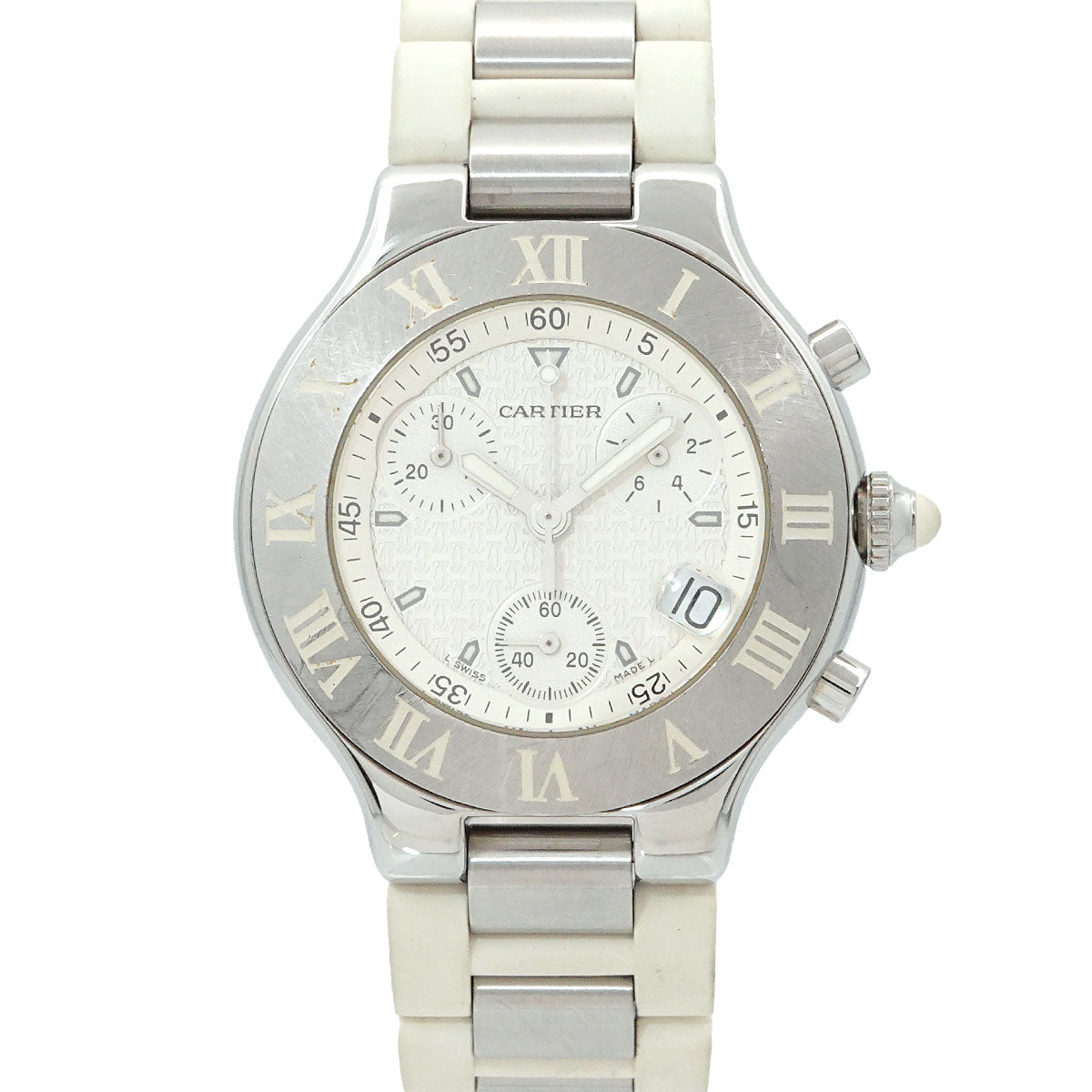 Must 21 Chronoscaph W10184U2 Date Quartz White Dial Mens