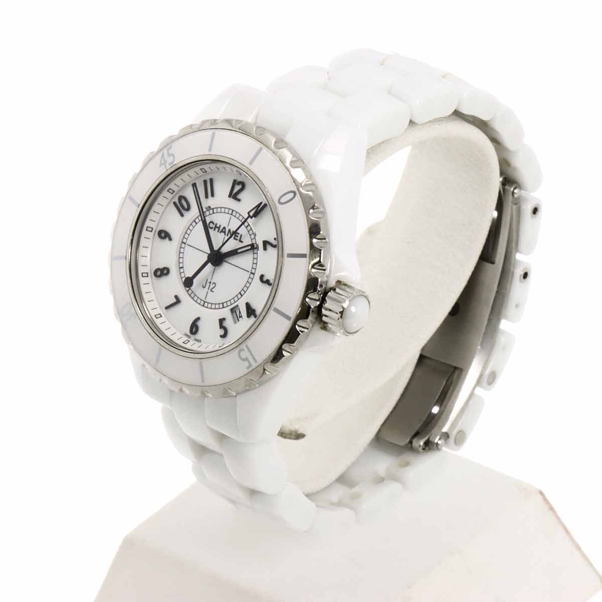 J12 33mm H0968 Date Ceramic Quartz White Dial Ladies Watch