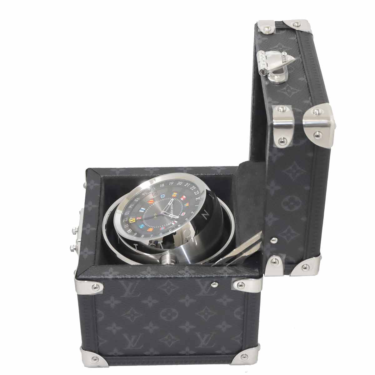 Tambour Table Clock GMT Quartz Mens