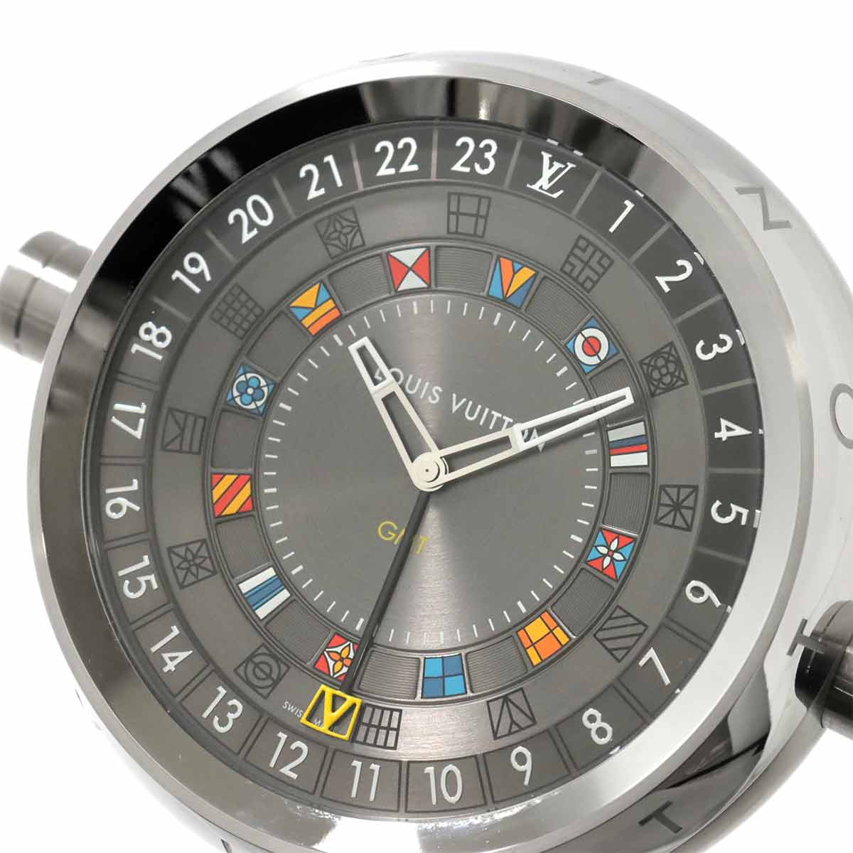 Tambour Table Clock GMT Quartz Mens