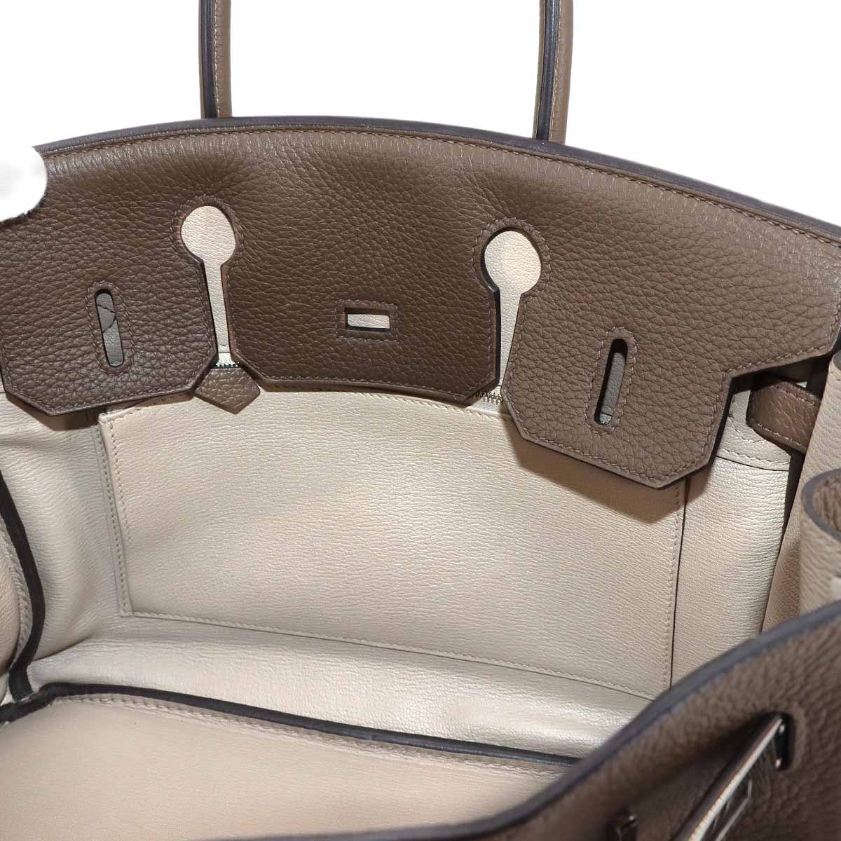 Birkin 30 Hand Bag Veau Togo Toupe Gris Asphalte Brown Purse