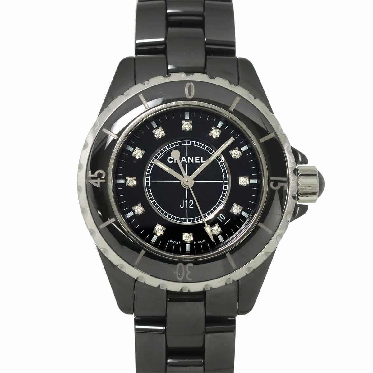 J12 H1625 12P Diamond Quartz Black Dial Ladies Watch