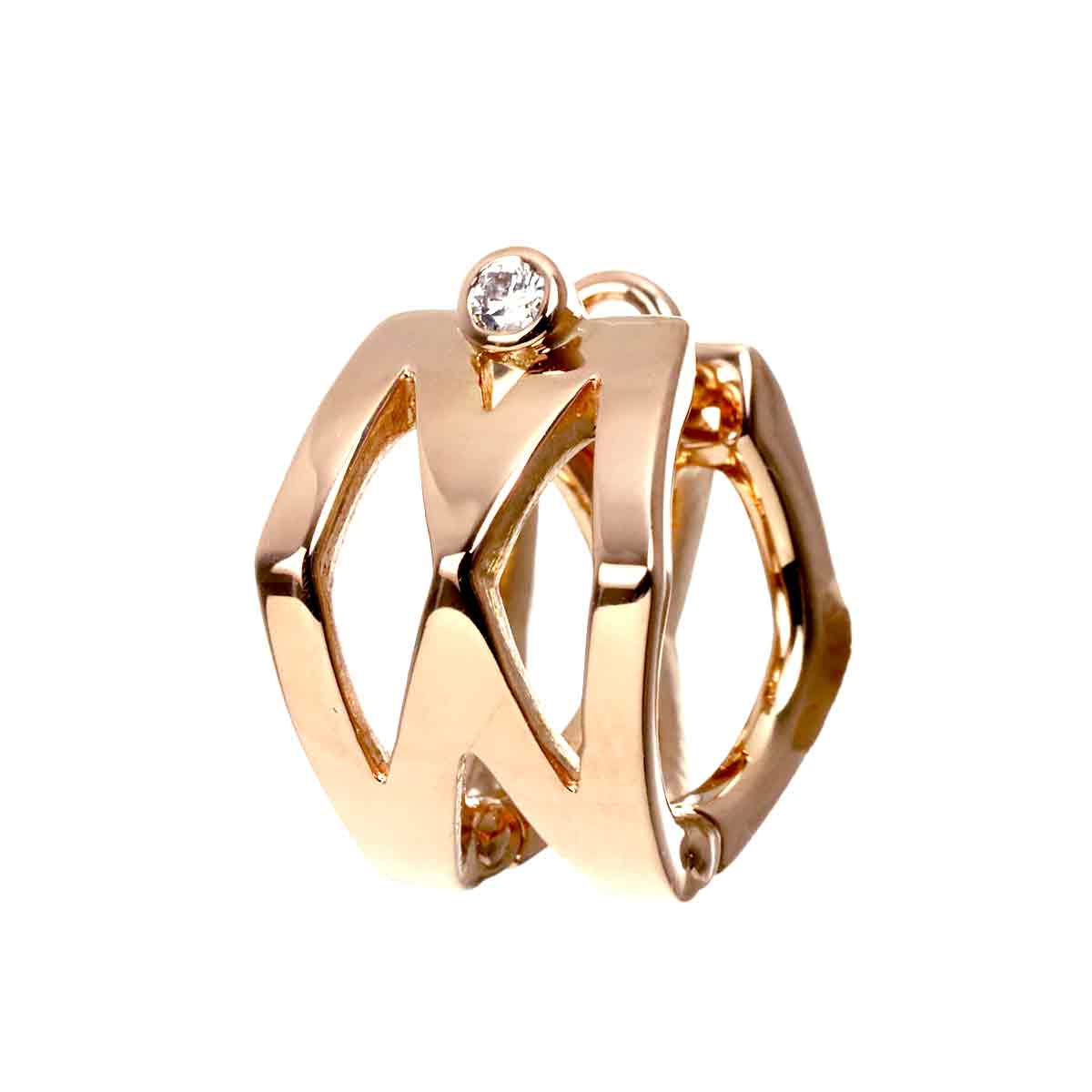 Diamond 0.02ct 18K PG 750 Earring Pierced One piece only