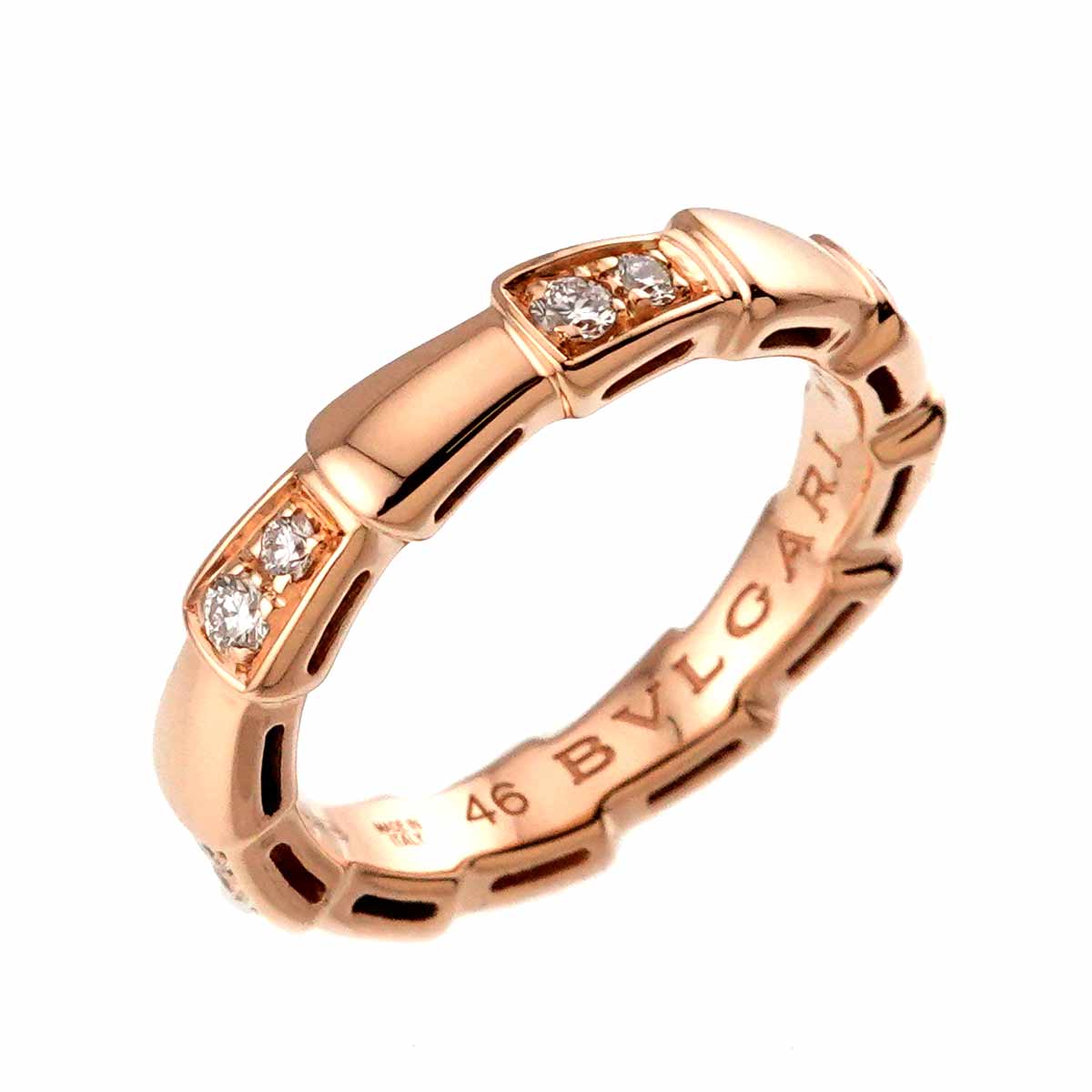Serpenti Viper Diamond Ring 18K PG 750 size46 3.75(US)