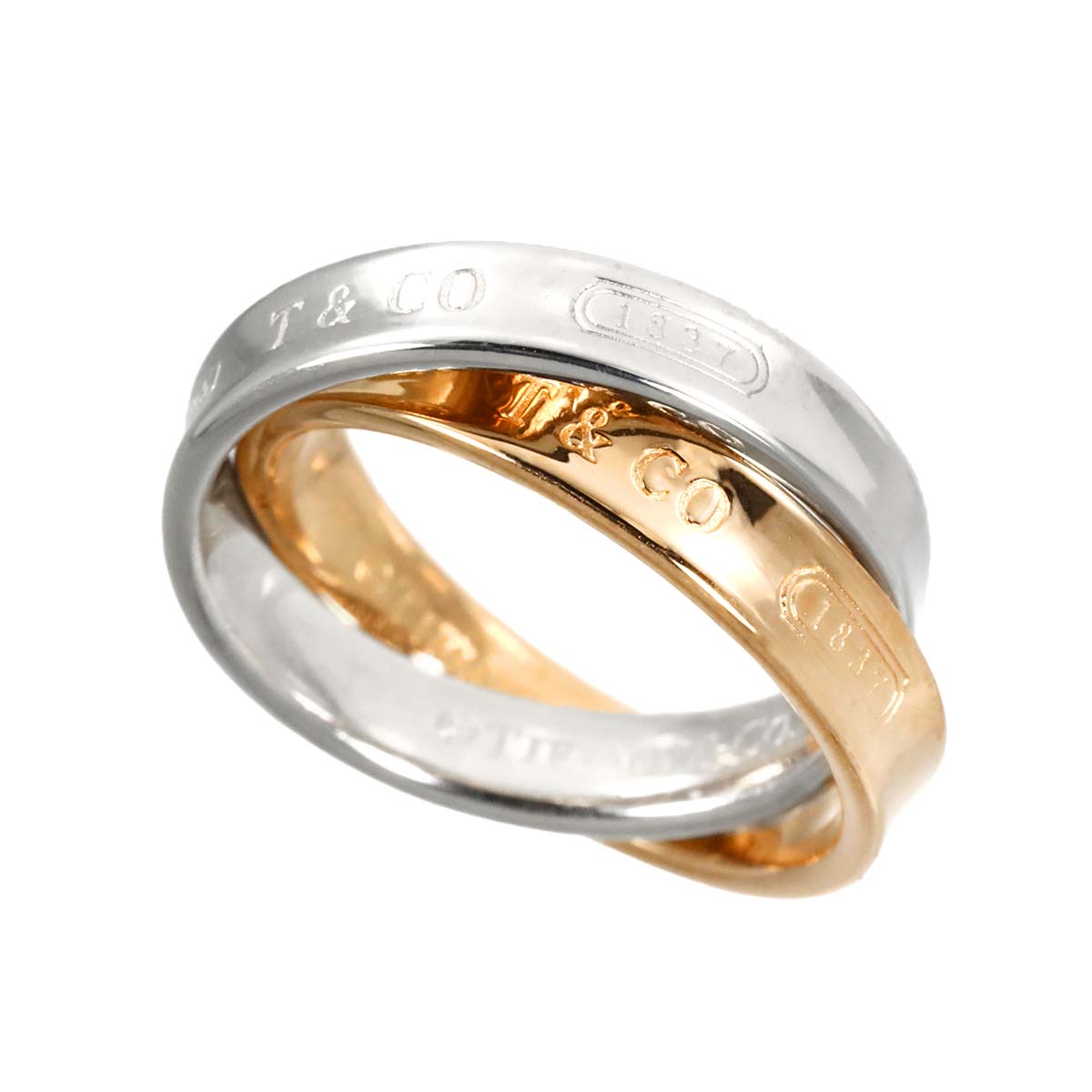 Interlocking Ring 18K PG 750 Silver 925 size3.75(US)