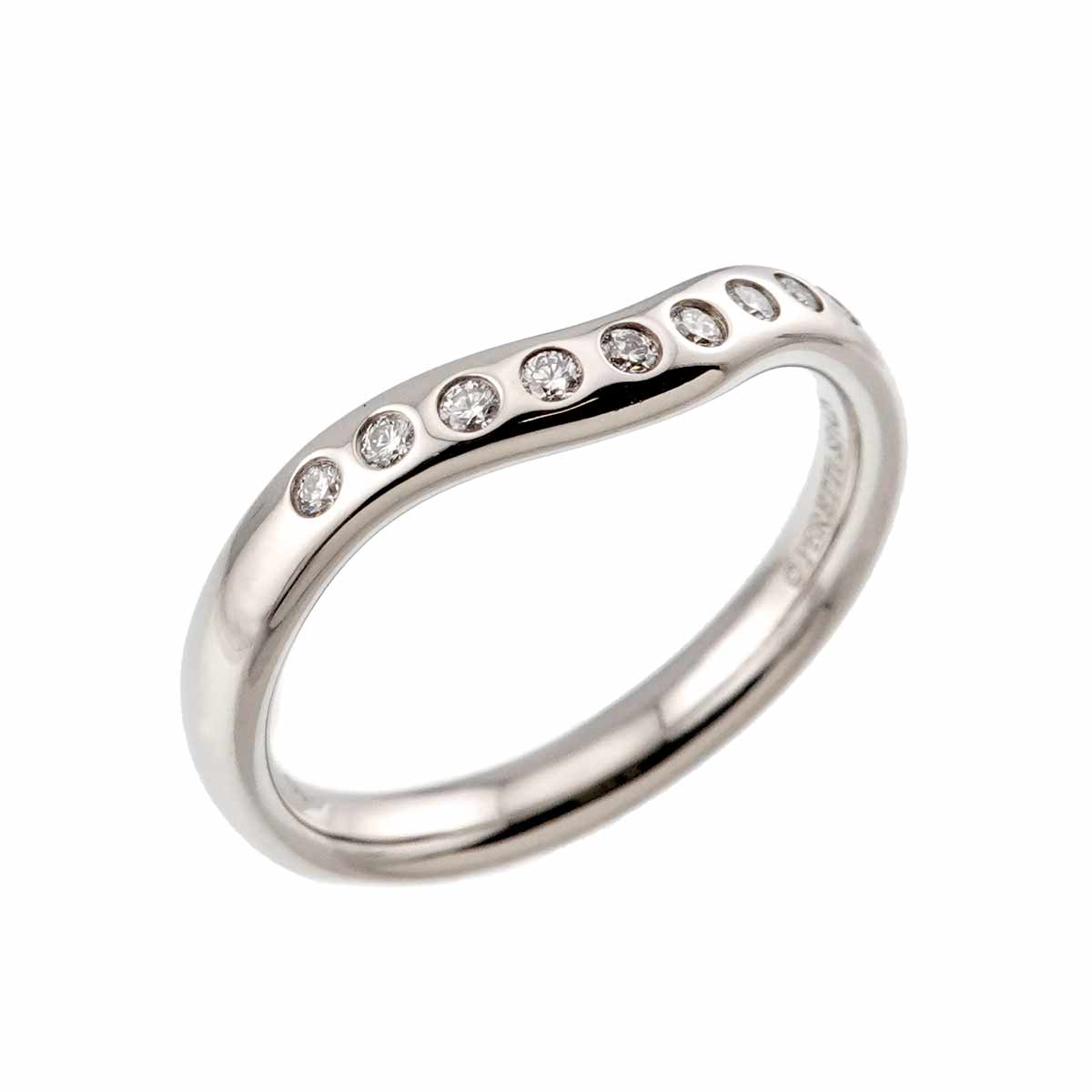 Wide Curved Band Diamond Ring Pt Platinum Size5.75-6(US)