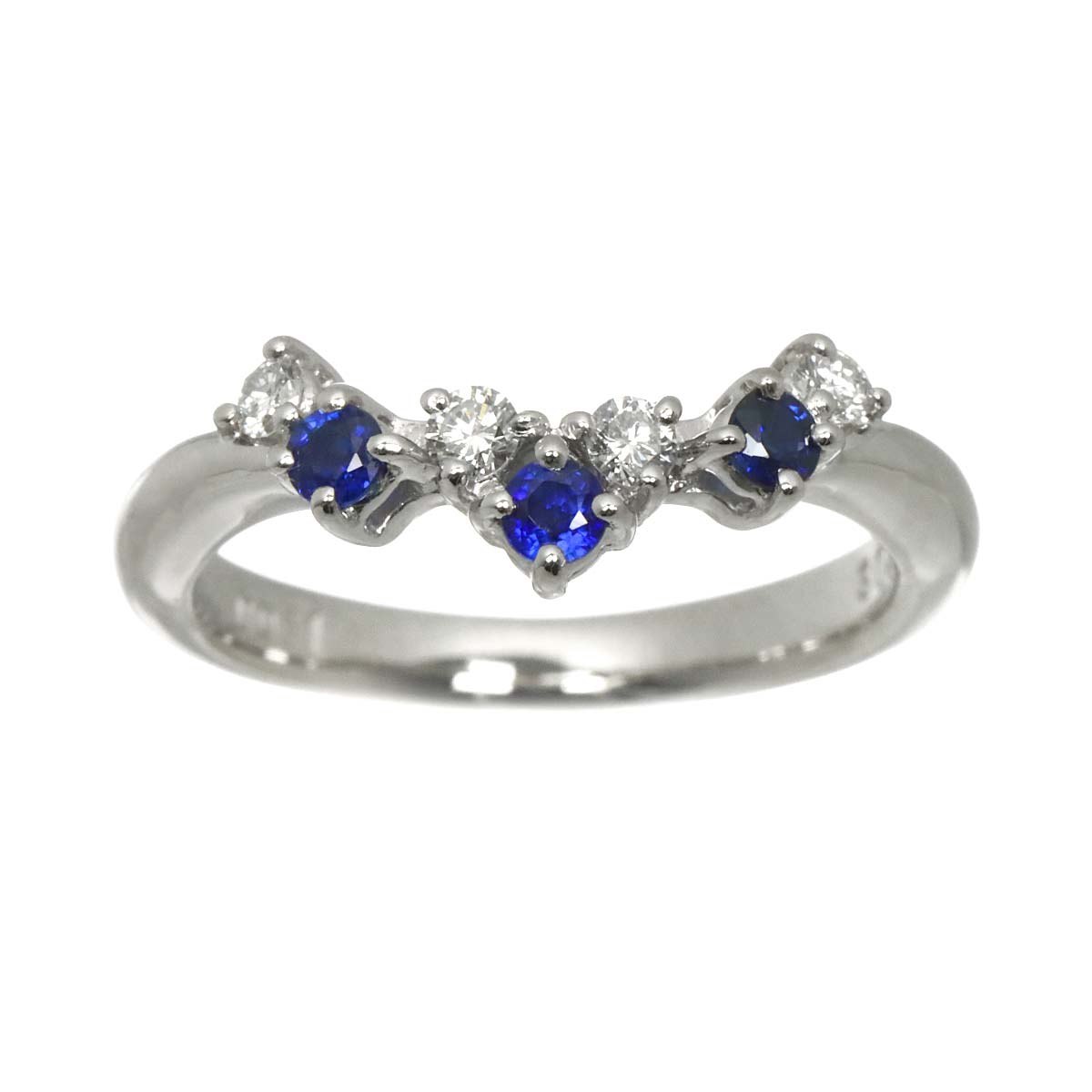 Sapphire 0.21ct Diamond 0.11ct Ring Pt Size5-5.25(US)
